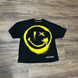 Smiley world black Loose fit L tshirt logo limitless happiness